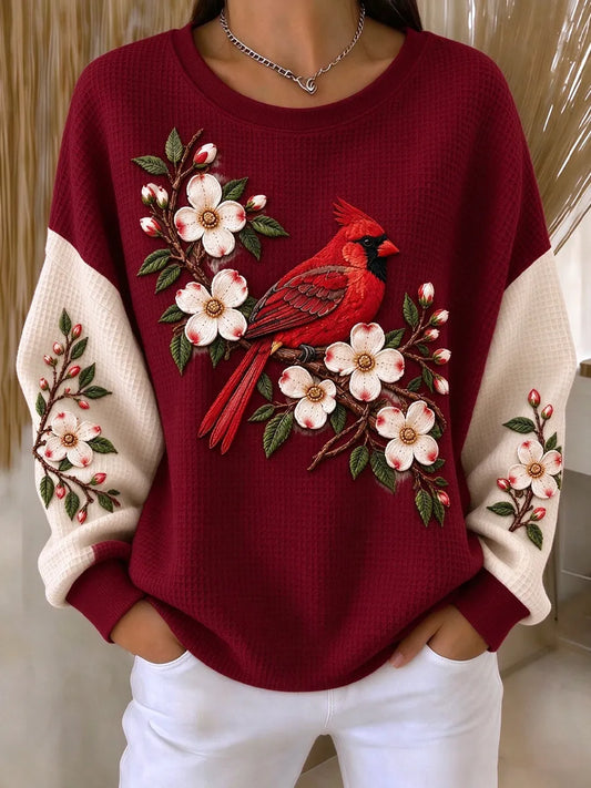 Women'S Christmas Printed Waffle Sweatshirt