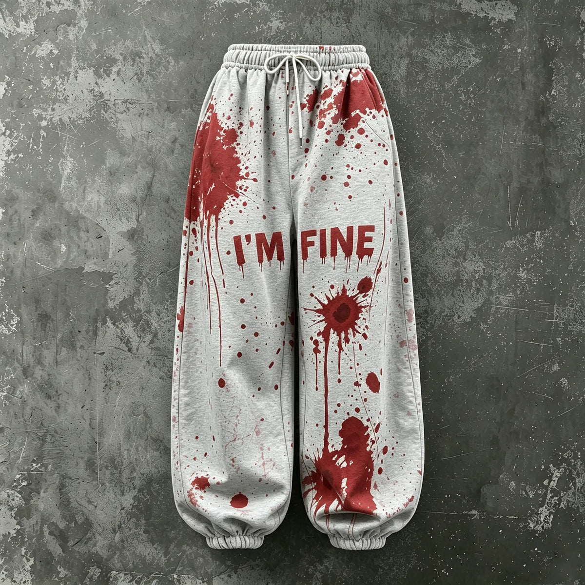 Women's Halloween Bloodstain I'm Fine Print Loose Pants