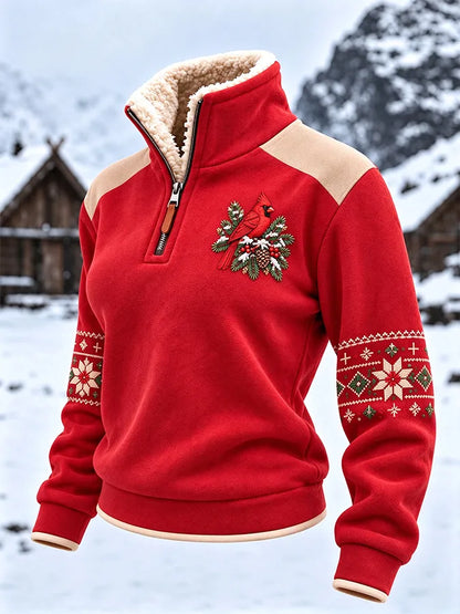 Women'S Christmas Zipper Sweatshirt