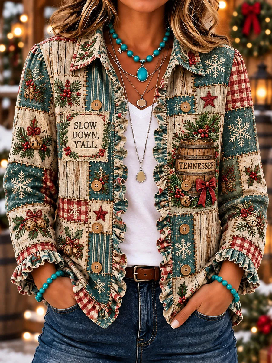 Women's Christmas Patchwork Art Shirt