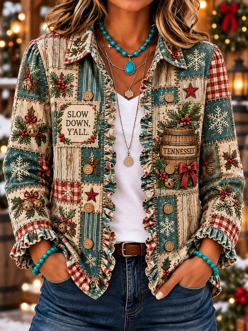 Women's Christmas Patchwork Art Shirt