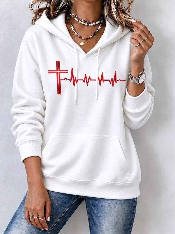Women'S Faith Cross Printed Hoodie
