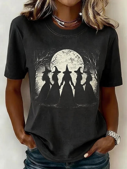 Women's Halloween Print Crew Neck Short-sleeve T-shirt