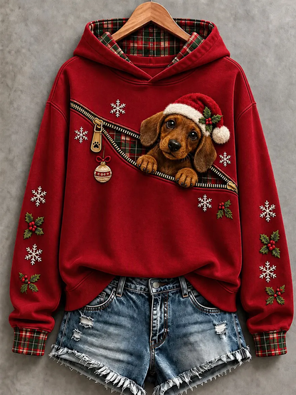 Women'S Christmas Casual Print  Hooded Sweatshirt