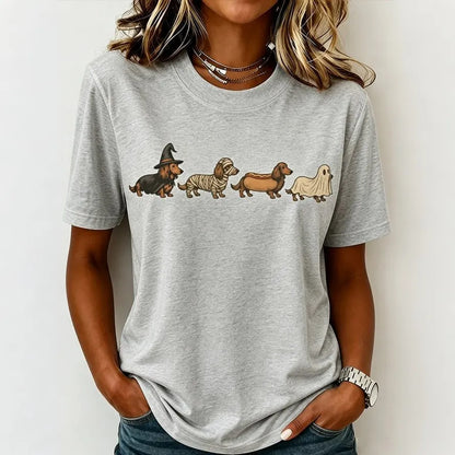 Women's Halloween Dog Print Casual T-shirt