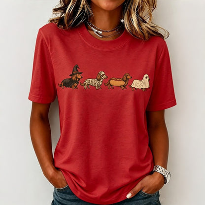 Women's Halloween Dog Print Casual T-shirt